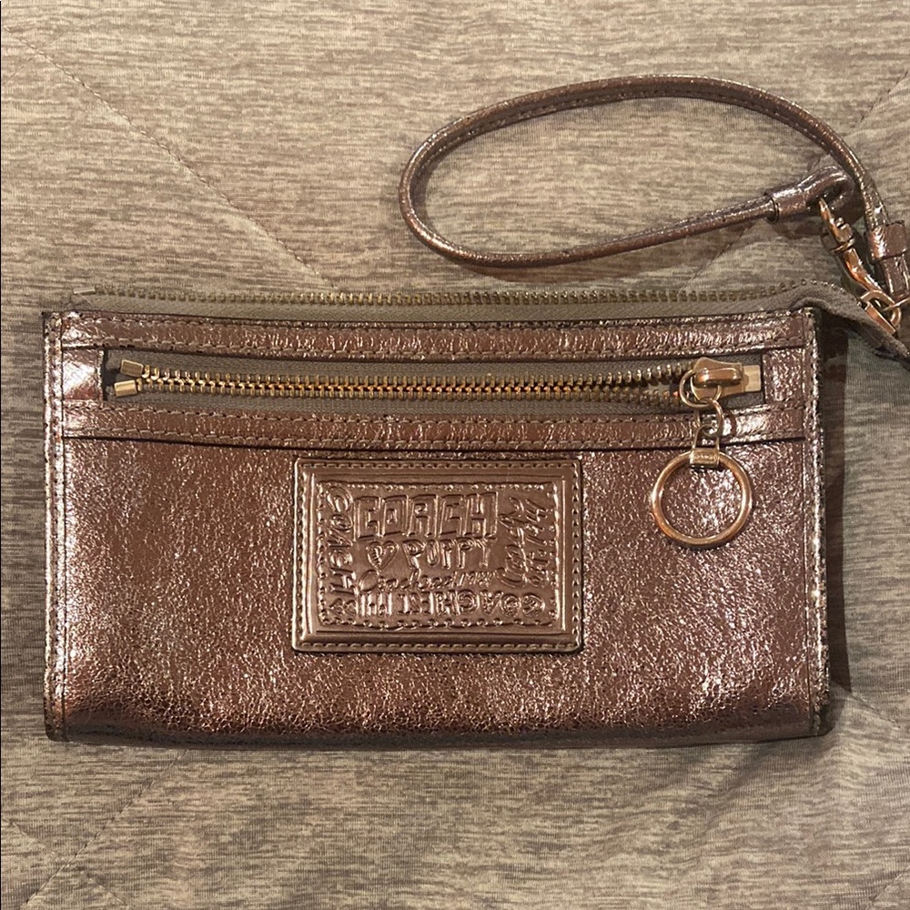 Coach Bronze Wristlet with Zipper